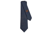 HERMES Ties Men Ties Marine Blue/Silver