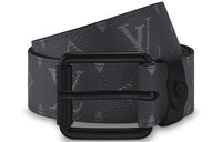 LOUIS VUITTON LV Voyager Print Pin Buckle Leather Belts Men's Black Width 3.5cm