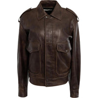 SAINT LAURENT Flight Overshirt Jacket 'Bark Brown/Bitume'