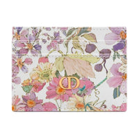 DIOR Caro Cow Leather Card Holder Women's White & Multicolor