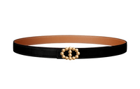 HERMES Calfskin Leather Belts Women's Black/Brown Width: 2.4cm