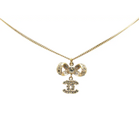 CHANEL 2014 Cc Bow Rhinestone Necklace