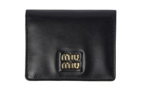 MIU MIU Leather Wallet Trumpets Women's Black