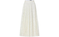LOUIS VUITTON Floral Lace Maxi Skirt Casual Long Skirts Women's White