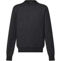 LOUIS VUITTON Monogram Embellished Wool Evening Crewneck