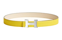 HERMES Comfortable Silver Buckle Epsom Calfskin Double-Sided Leather Belt Women's Yellow Width: 2.4cm