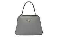 PRADA Leather One Shoulder Handbag Crossbody Bag Mini Slate Gray