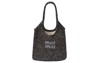 MIU MIU Sequined Mesh Handbag Women's Black