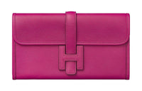 HERMES Jige Swift Calfskin Coin Purses Wallets Women's Fuchsia