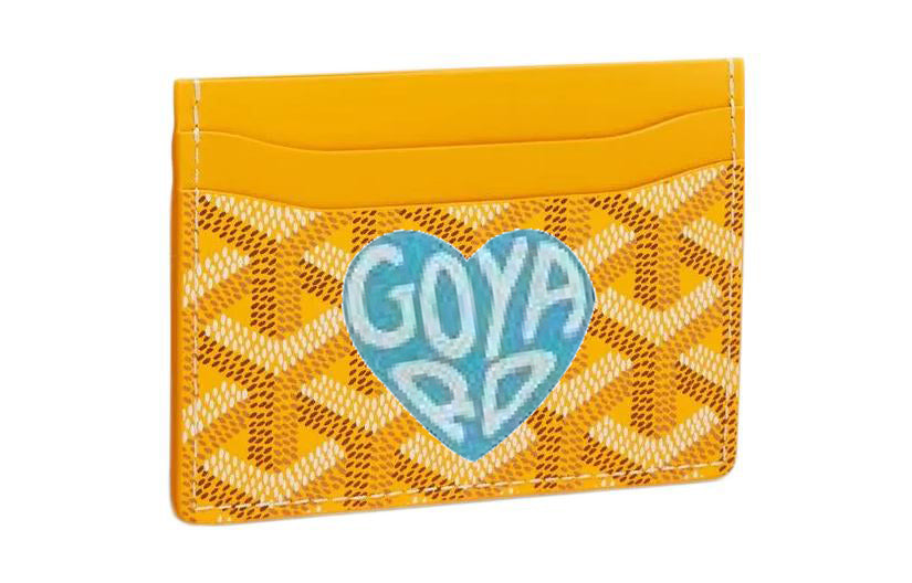 GOYARD Canvas With Calfskin Card Clip Card Holder Unisex Yellow Multicolor Light Blue Small Heart