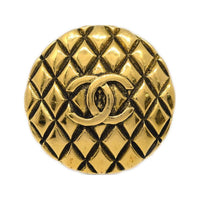 CHANEL 1980 1990 Plated Cc Quilted Brooch Costume Brooch