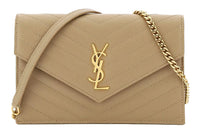 SAINT LAURENT ENVELOPE Leather Envelope Bag Wallets Shoulder Bag Crossbody Bag Women's Milk Coffee