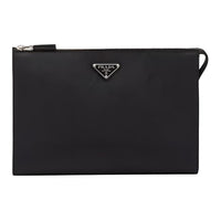 PRADA Saffiano Leather Clutch Men's Black