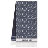 DIOR Cashmere Knit Scarves Women's Marine Blue