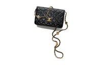 CHANEL Lambskin Shoulder Bag Crossbody Bag Wallet Women's Black