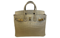 HERMES Birkin Crocodile Leather Handbag Women's S2 Trench Trench Coat Beige