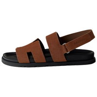 HERMES Genius Strap Sandals Men's Dark Brown