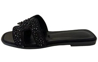 HERMES Slip Resistant Slide Slippers Women's Black