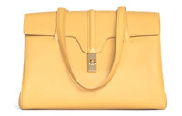 CELINE 16 Cow Leather Handbag Handbag Medium Size Women's Yellow