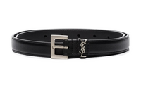 SAINT LAURENT Logo Plaque Pin Buckle Leather Belts Women's Black Width: 2cm