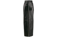 SAINT LAURENT FW20 Leather Long Skirt Women's Black