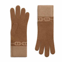 HERMES Cashmere Knit Gloves Women's Chestnut