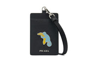 PRADA Saffiano Cow Leather Card Holder Women's Black