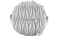 MIU MIU Lambskin Shoulder Bag Mini Women's Silver