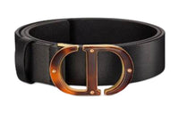 DIOR Tortoiseshell Pattern Leather Belts Women's Black