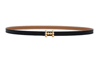 HERMES Bubble Gold Smooth Buckle, Double Sided Leather Belts Women's Black Width 1.3cm