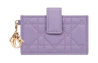 DIOR Lady Dior Lambskin Card Holder Women's Light Purple