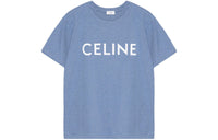 CELINE SS22 Drop Shoulder Sleeve T Shirt Women's Blue