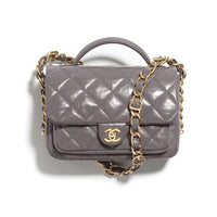 CHANEL Lambskin Shoulder Bag Crossbody Bag Handbag Mini Women's Gray