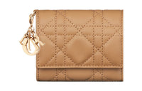 DIOR Lady Dior Soft Lambskin Clutches Card Holder Wallet Women's Bronze