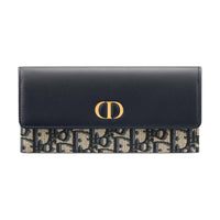 DIOR 30 Montaigne Cotton Wallet Women's Black & Blue
