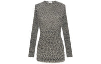 SAINT LAURENT Polka-Dot Detailed Round Neck Mini Dress
