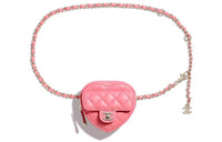 CHANEL 22SS Sheepskin Heart-Shaped Fanny Pack Mini Women's Pink