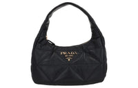 PRADA Lambskin Hobo Bag Shoulder Bag Crossbody Bag Handbag Medium Size Women's Black