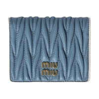 MIU MIU Sheepskin Wallet Women's 1Light Blue & White