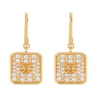 CELINE Triomphe Nightfall Earrings In Strass And Brass With Gold Finish
