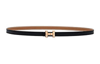 HERMES Medor Gold Buckle Epsom Calfskin Double-Sided Leather Belt Women's Black Width: 1.3cm
