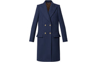 LOUIS VUITTON SS22 Velvet-feel Coat Women's Marine Blue