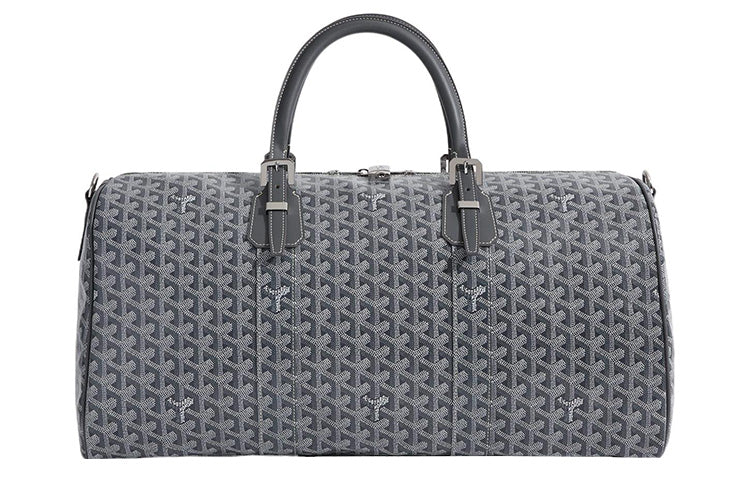 GOYARD Canvas With Calfskin Dog's Teeth One Shoulder Crossbody Handbag, Travel Bag Unisex Gray
