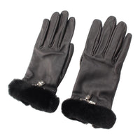 HERMES Small Shearling Gloves Women's Black