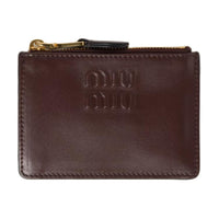 MIU MIU Leather Card Clip Card Holder Women's Heatherwood