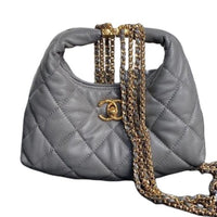 CHANEL Sheepskin Shoulder Bag Crossbody Bag Handbag Women's Gray