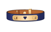 HERMES Calfskin Gold-Plated Metal Bangles Unisex Blue