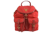PRADA Cow Leather Parachute Backpack Women's Red