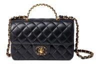 CHANEL Sheepskin Handbag, Shoulder Bag, Crossbody Bag Mini Women's Black