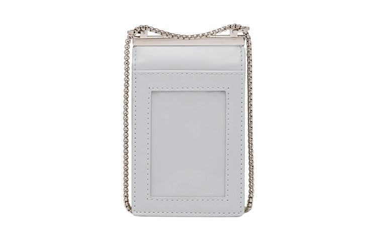 PRADA Brushed Leather Card Holder Women's Silver